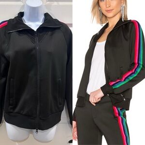 Pam & Gela Women's Black Jacket with Multicolor Stripes Medium
